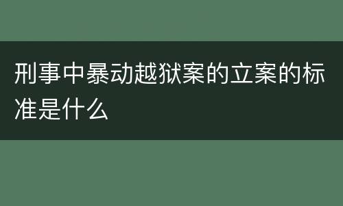 刑事中暴动越狱案的立案的标准是什么