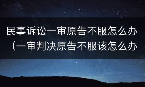 民事诉讼一审原告不服怎么办（一审判决原告不服该怎么办）