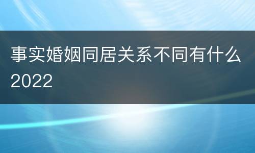 事实婚姻同居关系不同有什么2022