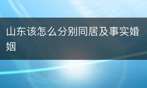 山东该怎么分别同居及事实婚姻