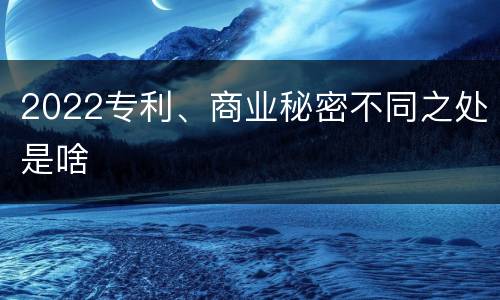 2022专利、商业秘密不同之处是啥