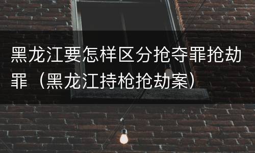 黑龙江要怎样区分抢夺罪抢劫罪（黑龙江持枪抢劫案）
