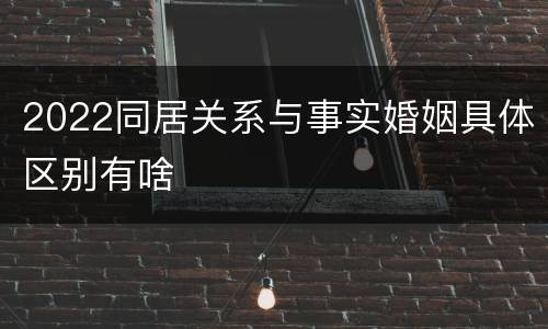 2022同居关系与事实婚姻具体区别有啥