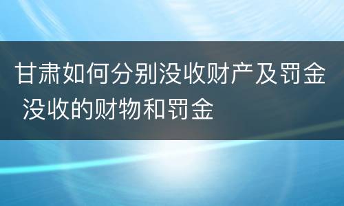 甘肃如何分别没收财产及罚金 没收的财物和罚金