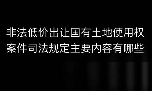 非法低价出让国有土地使用权案件司法规定主要内容有哪些