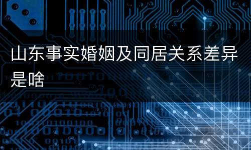 山东事实婚姻及同居关系差异是啥
