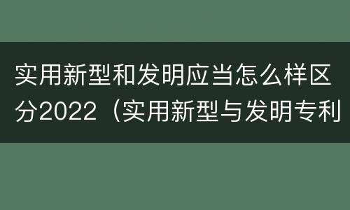 实用新型和发明应当怎么样区分2022（实用新型与发明专利的区别有哪些）