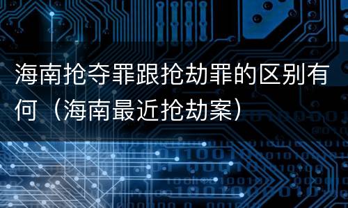 海南抢夺罪跟抢劫罪的区别有何（海南最近抢劫案）