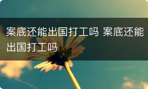 案底还能出国打工吗 案底还能出国打工吗
