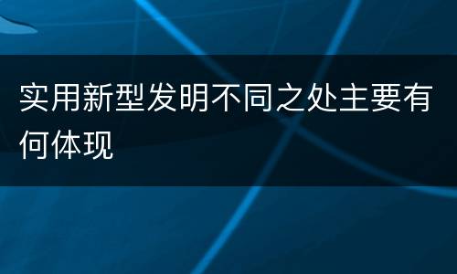 实用新型发明不同之处主要有何体现