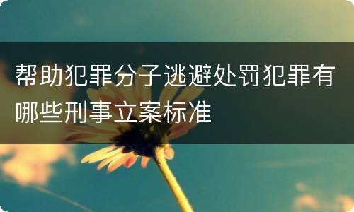 帮助犯罪分子逃避处罚犯罪有哪些刑事立案标准