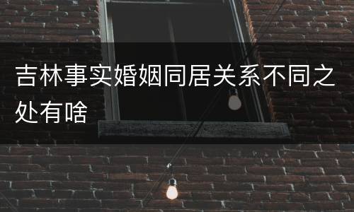 吉林事实婚姻同居关系不同之处有啥