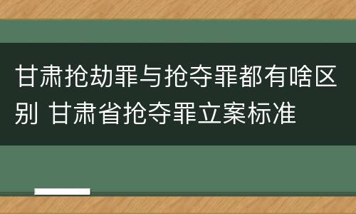 甘肃抢劫罪与抢夺罪都有啥区别 甘肃省抢夺罪立案标准