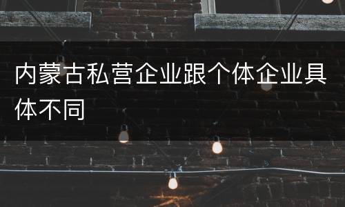 内蒙古私营企业跟个体企业具体不同