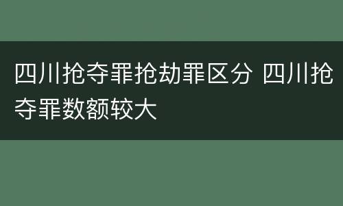 四川抢夺罪抢劫罪区分 四川抢夺罪数额较大