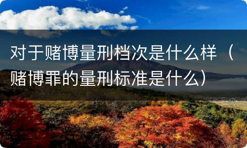 对于赌博量刑档次是什么样（赌博罪的量刑标准是什么）