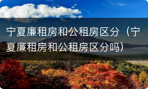 宁夏廉租房和公租房区分（宁夏廉租房和公租房区分吗）