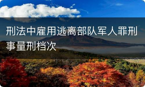 刑法中雇用逃离部队军人罪刑事量刑档次