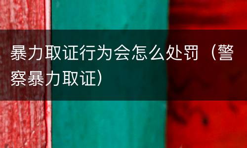 暴力取证行为会怎么处罚（警察暴力取证）