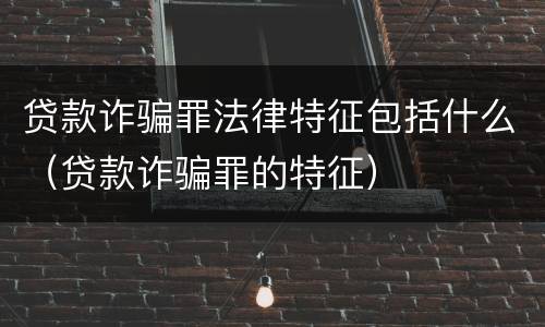 贷款诈骗罪法律特征包括什么（贷款诈骗罪的特征）