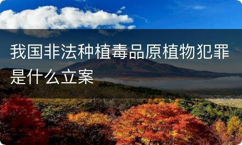 我国非法种植毒品原植物犯罪是什么立案
