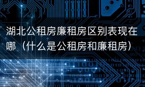 湖北公租房廉租房区别表现在哪（什么是公租房和廉租房）