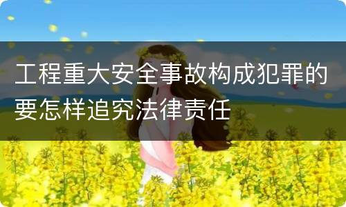 工程重大安全事故构成犯罪的要怎样追究法律责任