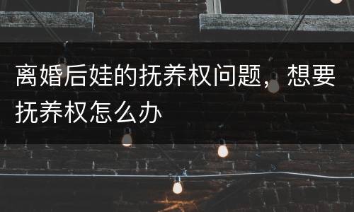 离婚后娃的抚养权问题，想要抚养权怎么办