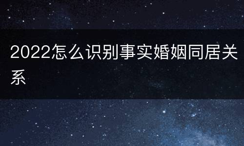 2022怎么识别事实婚姻同居关系