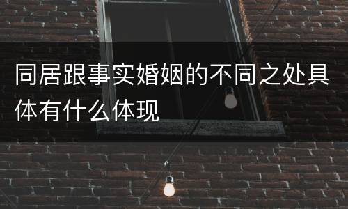 同居跟事实婚姻的不同之处具体有什么体现