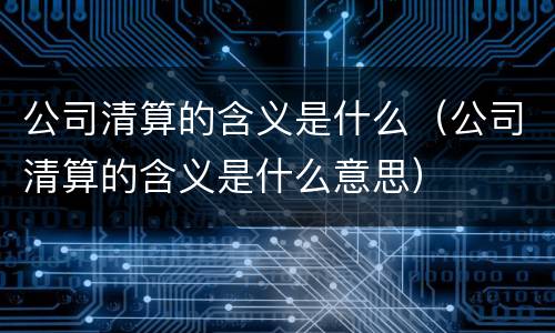 公司清算的含义是什么（公司清算的含义是什么意思）