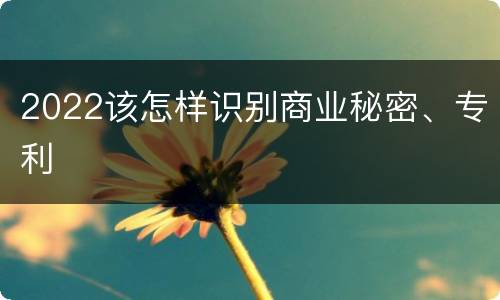 2022该怎样识别商业秘密、专利