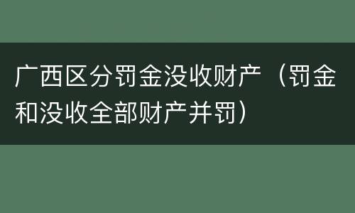 广西区分罚金没收财产（罚金和没收全部财产并罚）