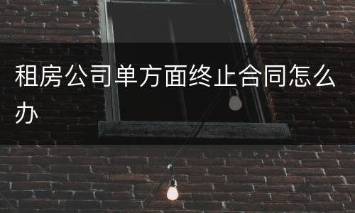 租房公司单方面终止合同怎么办