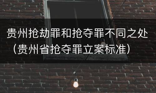 贵州抢劫罪和抢夺罪不同之处（贵州省抢夺罪立案标准）
