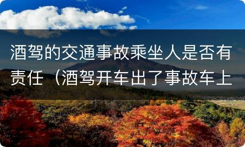 酒驾的交通事故乘坐人是否有责任（酒驾开车出了事故车上坐人用赔偿吗）