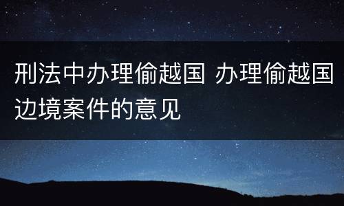 刑法中办理偷越国 办理偷越国边境案件的意见