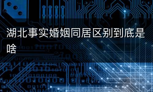 湖北事实婚姻同居区别到底是啥