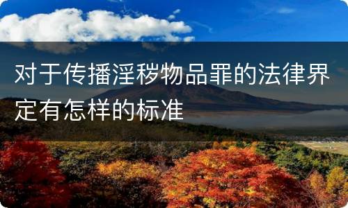 对于传播淫秽物品罪的法律界定有怎样的标准