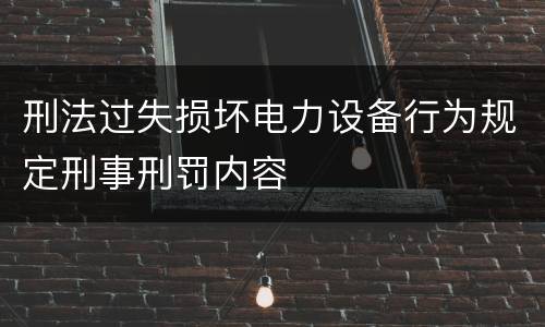 刑法过失损坏电力设备行为规定刑事刑罚内容