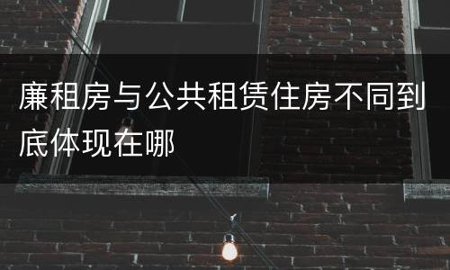 廉租房与公共租赁住房不同到底体现在哪