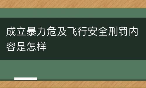 成立暴力危及飞行安全刑罚内容是怎样