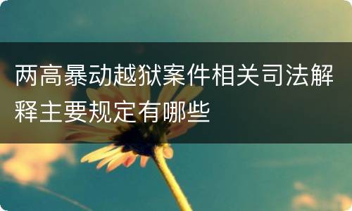 两高暴动越狱案件相关司法解释主要规定有哪些