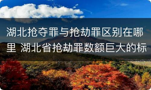 湖北抢夺罪与抢劫罪区别在哪里 湖北省抢劫罪数额巨大的标准