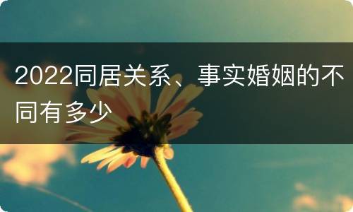 2022同居关系、事实婚姻的不同有多少