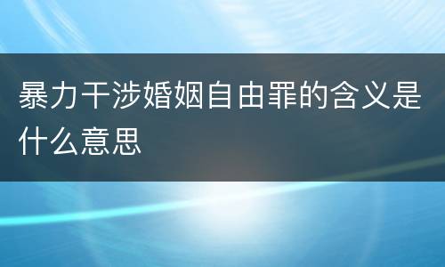 暴力干涉婚姻自由罪的含义是什么意思