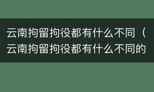 云南拘留拘役都有什么不同（云南拘留拘役都有什么不同的地方）