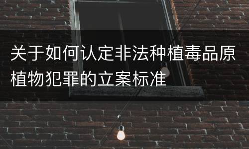 关于如何认定非法种植毒品原植物犯罪的立案标准