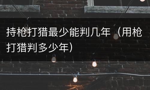 持枪打猎最少能判几年（用枪打猎判多少年）