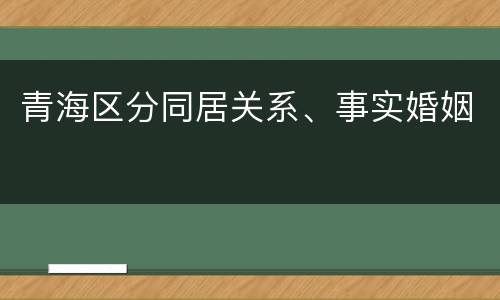青海区分同居关系、事实婚姻
